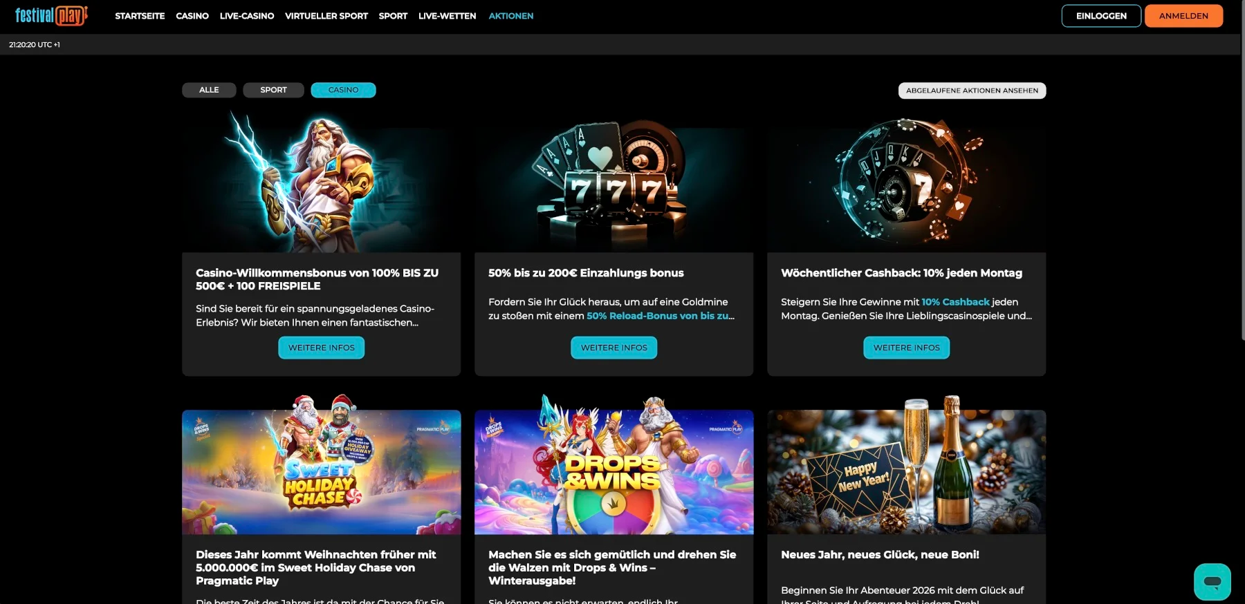 Festivalplay Casino Aktionen